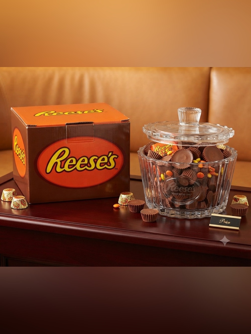 Hershey’s Reese’s Glass Candy Dish with Lid (and original box)